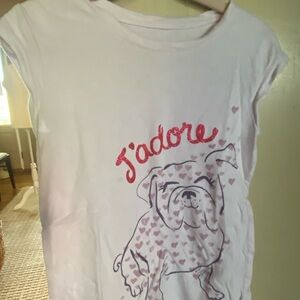 GAP Kids T-Shirt - Pink with Red and Pink Accents - Pug - Dog - Puppy